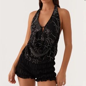 Peppermayo Gail black beaded top - xs